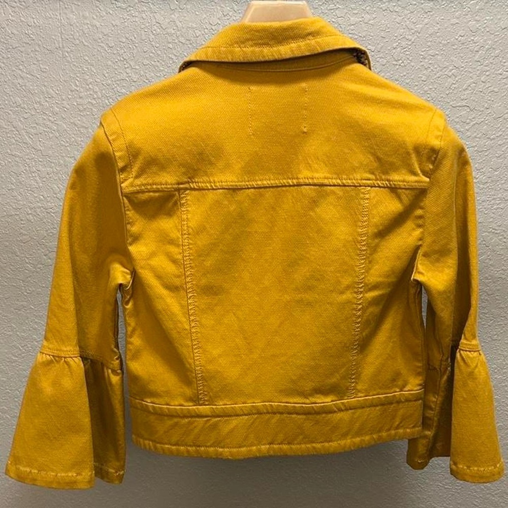 Anthropologie Nora Flounce Sleeved Trucker Jacket in Mustard - S - Picture 10 of 15
